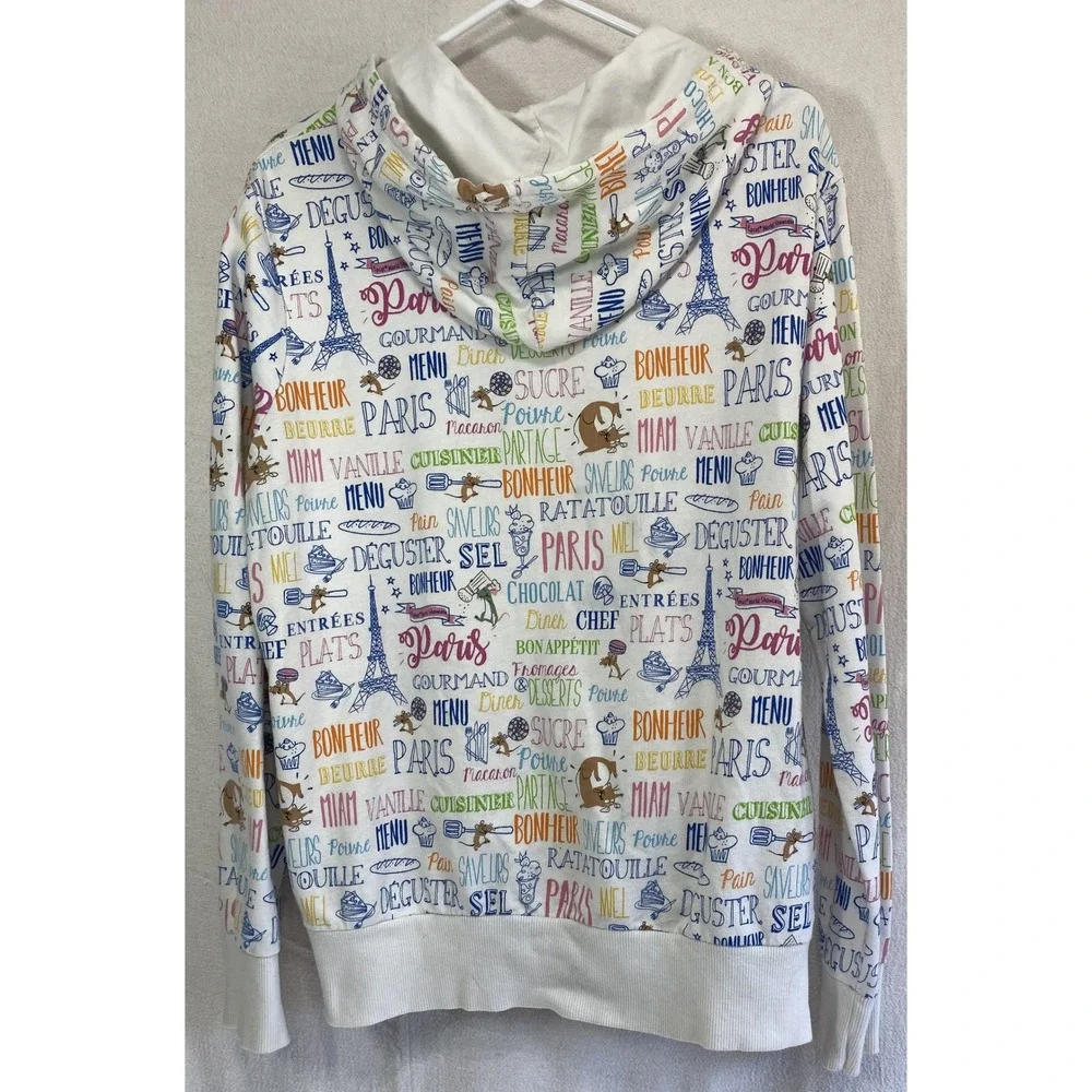 Disney Parks Paris Foodie Graphic Hoodie Zip Up XXL Eiffel Tower Graphic - Picture 4 of 11